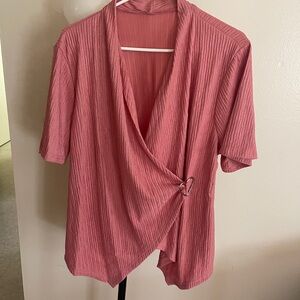 SHEIN Curve Pink Crinkle Wrap Top - 2XL